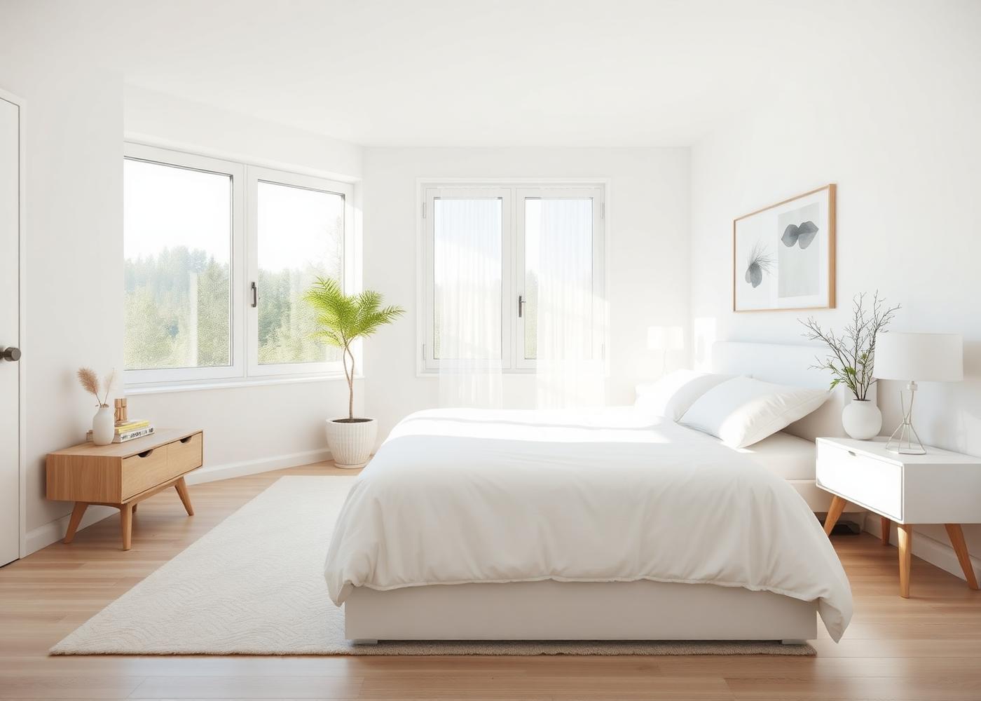 Sunlit, professionally cleaned bedroom